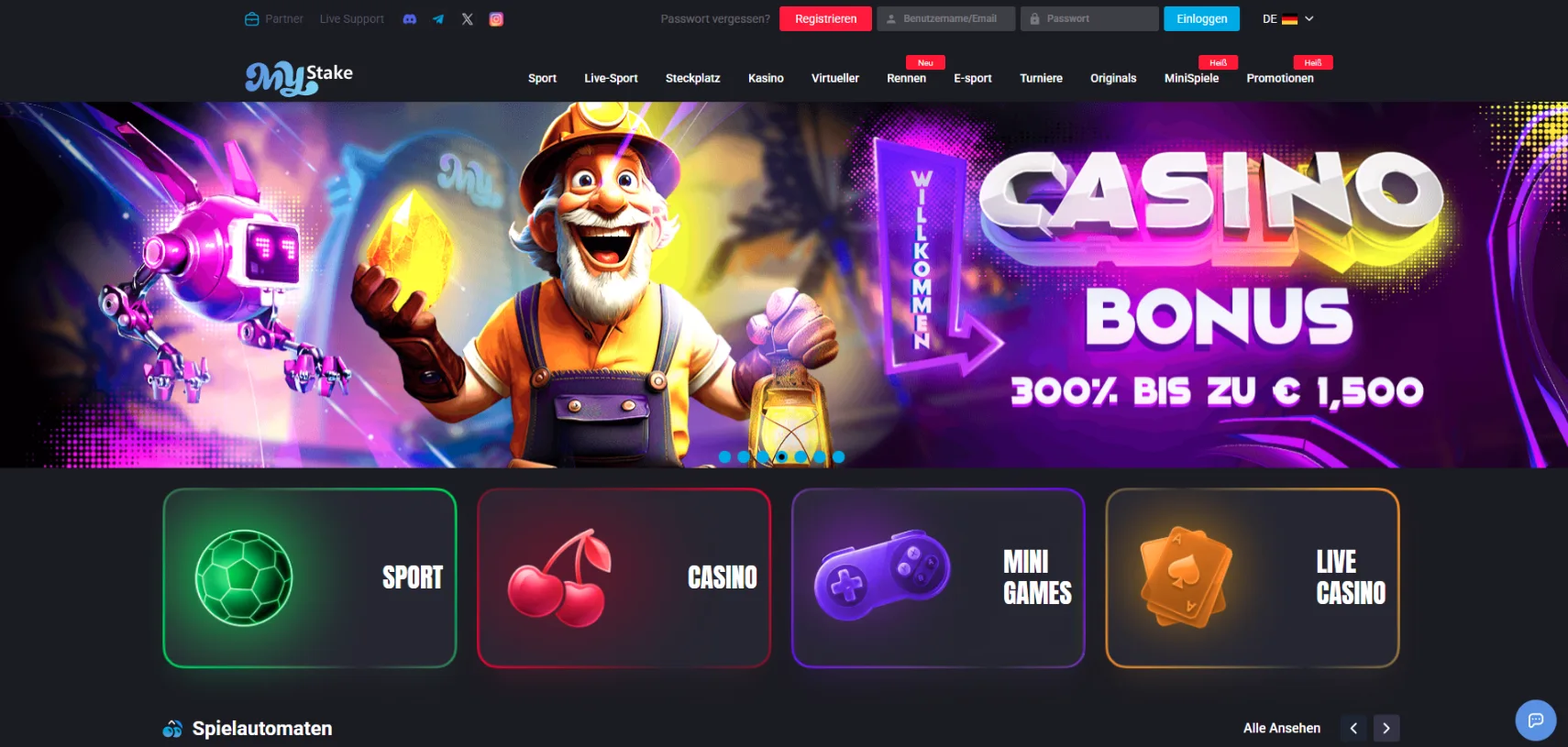 MyStake Casino Screen