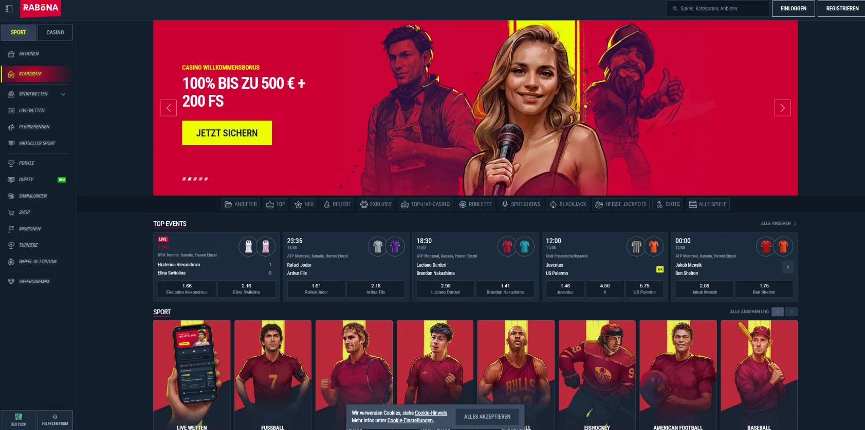 Rabona Casino Screen